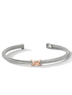 X Station Bracelet In Sterling Silver With 18k Rose Gold