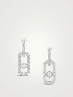 XL So Move 18K White Gold Pendant Earrings With Pavé Diamonds