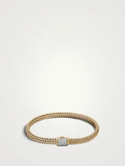 XS Icon 18K Gold Bracelet With Pavé Diamonds