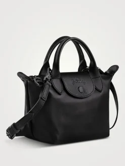 XS Le Pliage Xtra Leather Top Handle Bag