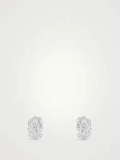 XS Plume De Paon White Gold Clip-On Earrings With Diamonds