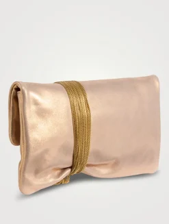 Zandra Metallic Leather Clutch