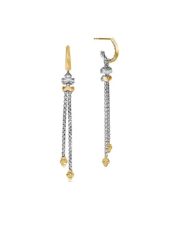 Zig Zag Stax™ Chain Drop Earrings In Sterling Silver With 18k Yellow Gold And Diamonds, 66mm