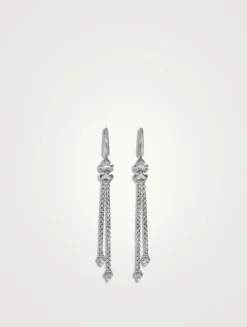 Zig Zag Stax™ Chain Drop Earrings In Sterling Silver With Diamonds, 66mm
