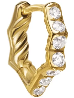 Zig Zag Stax™ Huggie Hoop Earrings In 18k Yellow Gold With Diamonds, 13mm