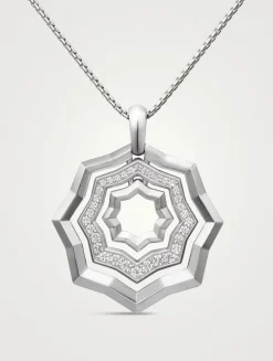 Zig Zag Stax™ Pendant Necklace In Sterling Silver With Diamonds, 28mm