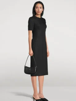 Zip-Front Midi Dress