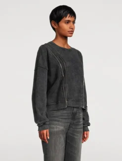 Zipper-Trimmed Sweatshirt