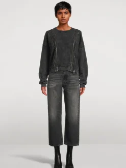 Zipper-Trimmed Sweatshirt